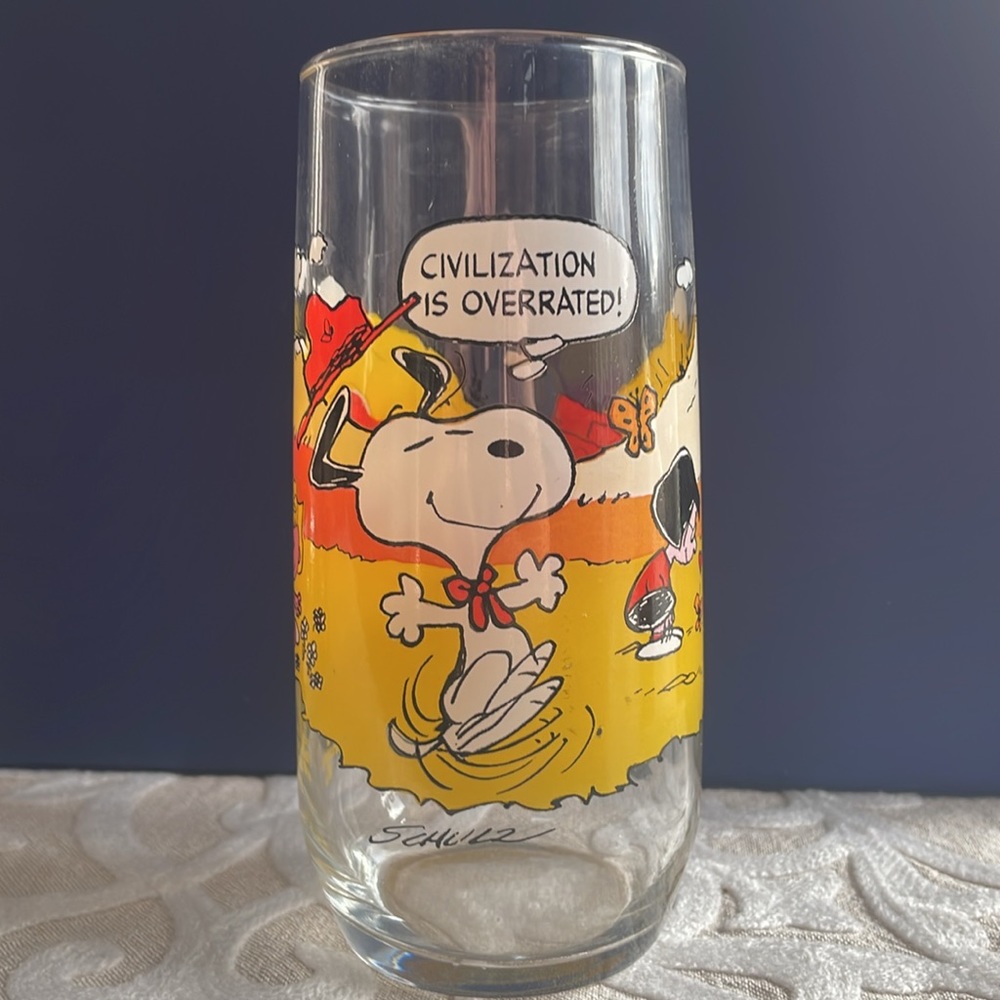 McDonald’s Camp Snoopy Collection “Civilization is Overrated” Collectible Glass - Picture 3 of 12